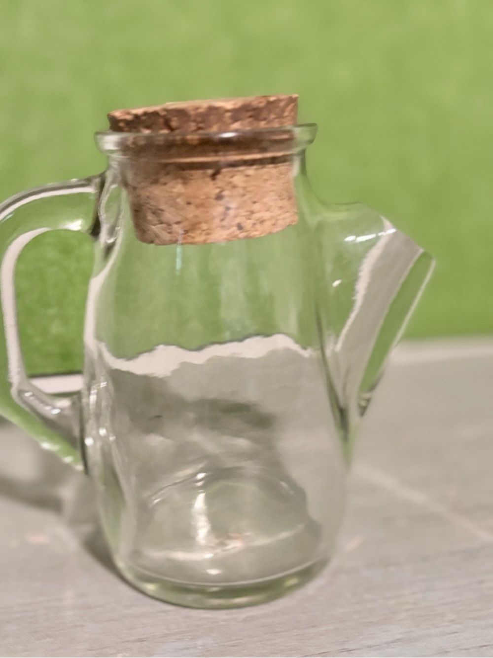 Source Unknown Clear Glass Pitcher with Cork Stopper - Green Accent